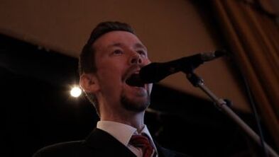 Picture: Tobias Andersin singing with Reunion Big Band
